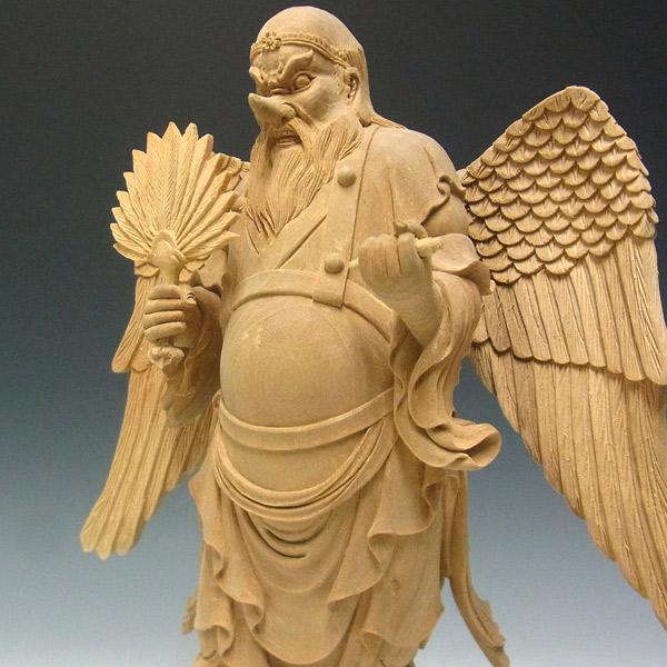 大天狗 立像 高さ34cm 楠製 木彫り 仏像 : 仏像と縁起物の専門店 龍祥