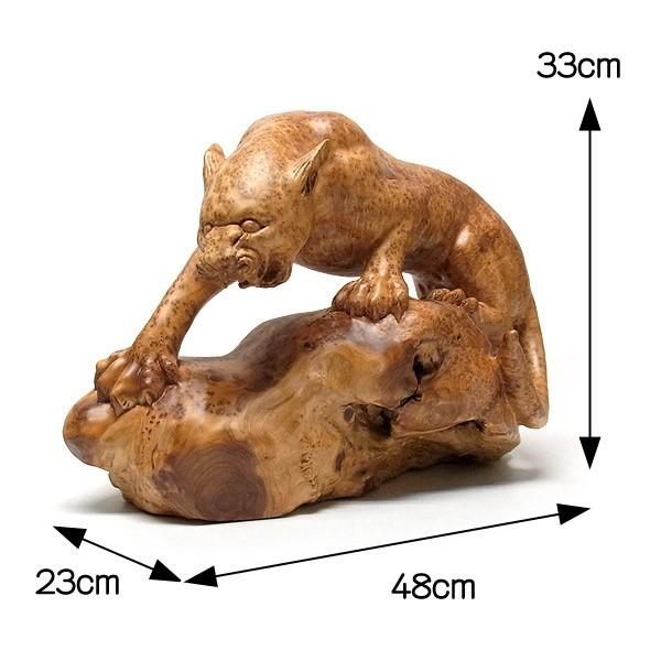 木彫りの豹（ヒョウ） 置物 杉 高さ33cm : 仏像と縁起物の専門店 龍祥