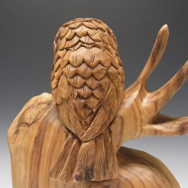木彫り ふくろう 置物 楠 フクロウ 高さ40cm : 仏像と縁起物の 木彫り ふくろう 置物 楠 フクロウ 高さ40cm : 仏像と縁起物の