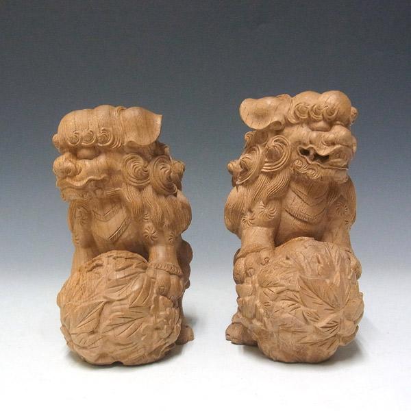 国産欅 木彫り 玉獅子 高さ15cm 置物 獅子狛犬 : 仏像と縁起物の専門店