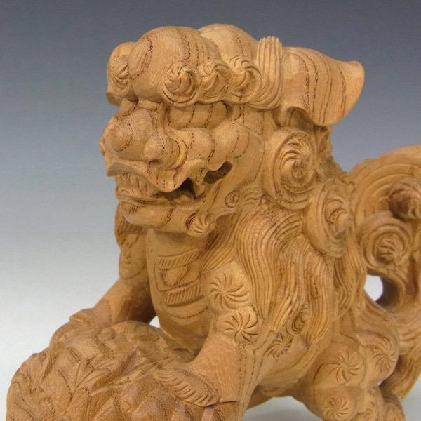 国産欅 最上木彫り玉獅子 高さ15cm 置物 狛犬 : 仏像と縁起物の専門店