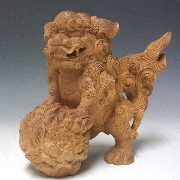 国産欅 木彫り 玉獅子 高さ15cm 置物 獅子狛犬 : 仏像と縁起物の専門店