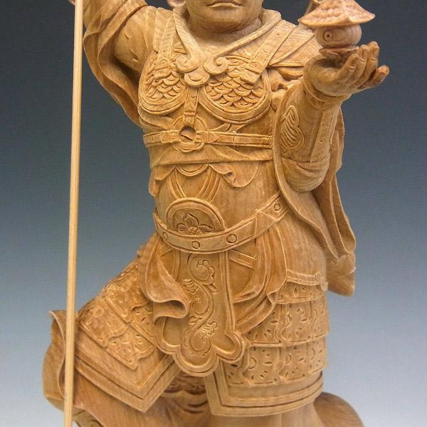 最上彫り毘沙門天 高さ36cm 桧製 木彫り 仏像 : 仏像と縁起物の