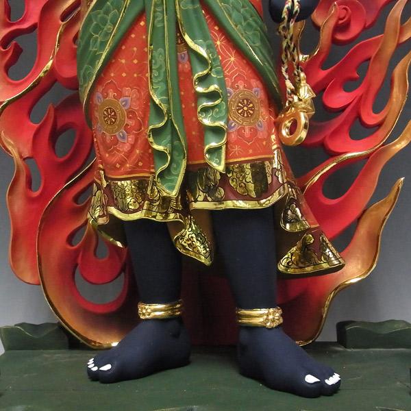 最上彫り彩色不動明王 立像 高さ86cm 楠製 木彫り 仏像 : 仏像と縁起物