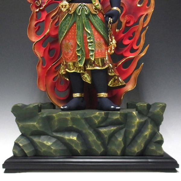 最上彫り彩色不動明王 立像 高さ86cm 楠製 木彫り 仏像 : 仏像と縁起物