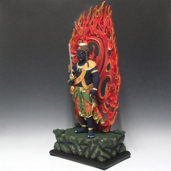 最上彫り彩色不動明王 立像 高さ86cm 楠製 木彫り 仏像 : 仏像と縁起物