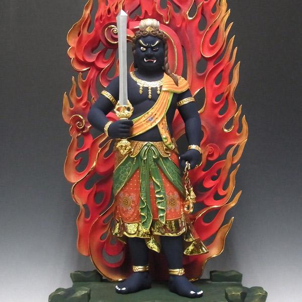 時代 木彫 彩色 不動明王 仏像 高11.3cm 木造 仏教美術【MA467】 時代 木彫 彩色 不動明王 仏像 高11.3cm 木造 仏教美術【MA467】