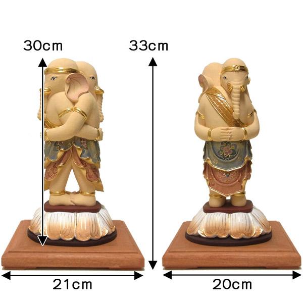 彩色歓喜天 双身立像 高さ33cm 楠製 木彫り 仏像 : 仏像と縁起物 彩色歓喜天 双身立像 高さ33cm 楠製 木彫り 仏像 : 仏像と縁起物