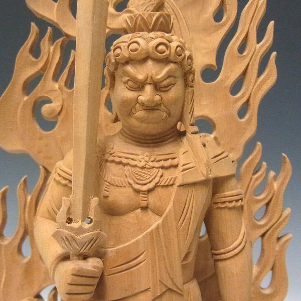 不動三尊像 不動明王 二童子 高さ22cm 柘植製 木彫り 仏像 : 仏像と
