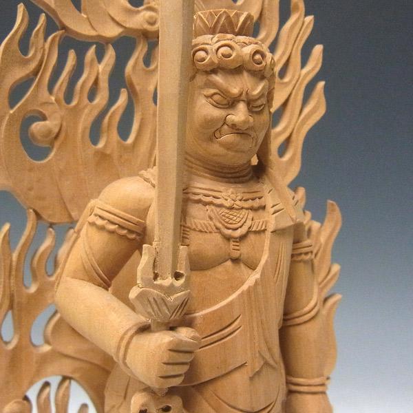 不動三尊像 不動明王 二童子 高さ22cm 柘植製 木彫り 仏像 : 仏像と