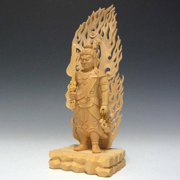 不動明王 立像 高さ22cm 柘植製 木彫り 仏像 : 仏像と縁起物の