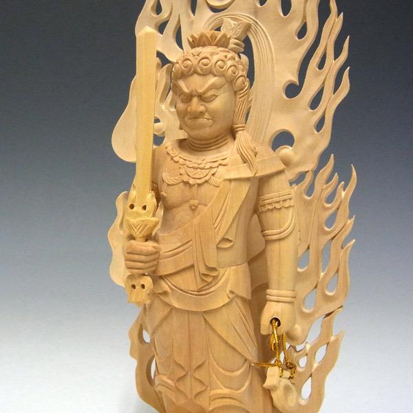 総柘植材　仏教工芸品　木彫仏像　極上彫　不動明王立像 総柘植材 仏教工芸品 木彫仏像 極上彫 不動明王立像