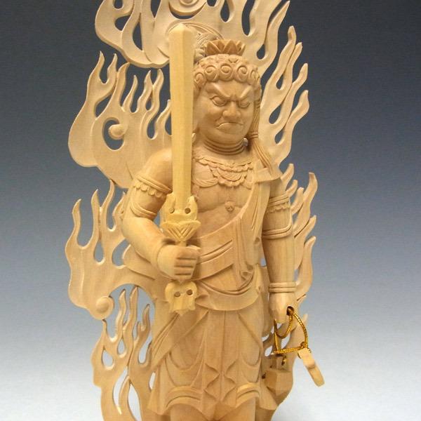 不動明王 立像 高さ22cm 柘植製 木彫り 仏像 柘植木彫仏像 不動明王 開閉式箱型