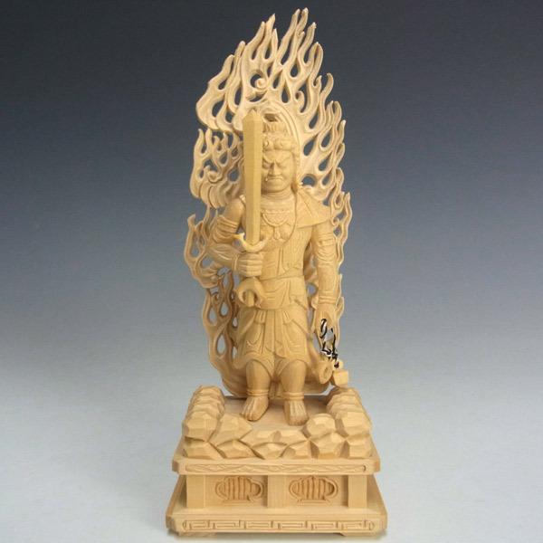 大型 桧木彫り 不動明王像｜天然檜木・精密彫刻・高さ46cm 仏像専門店 仏像屋 / 天然ヒノキ 檜 木彫り彫刻不動明王像