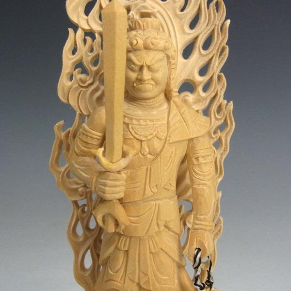 不動明王 立像 高さ21cm 桧製 木彫り 仏像 : 仏像と縁起物の専門