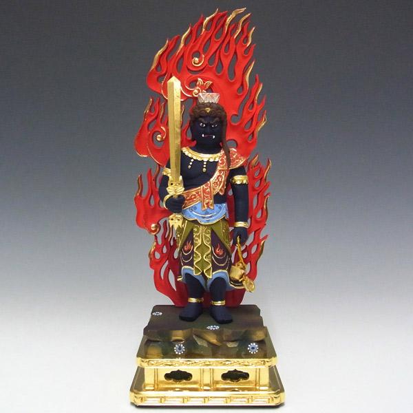 彩色不動明王 立像 高さ30cm 椴木製 木彫り 仏像 : fudou46-uns : 仏像 