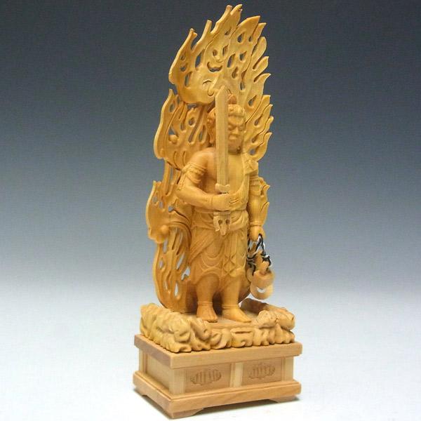 不動明王 立像 高さ16cm 柘植製 木彫り 仏像 : 仏像と縁起物の