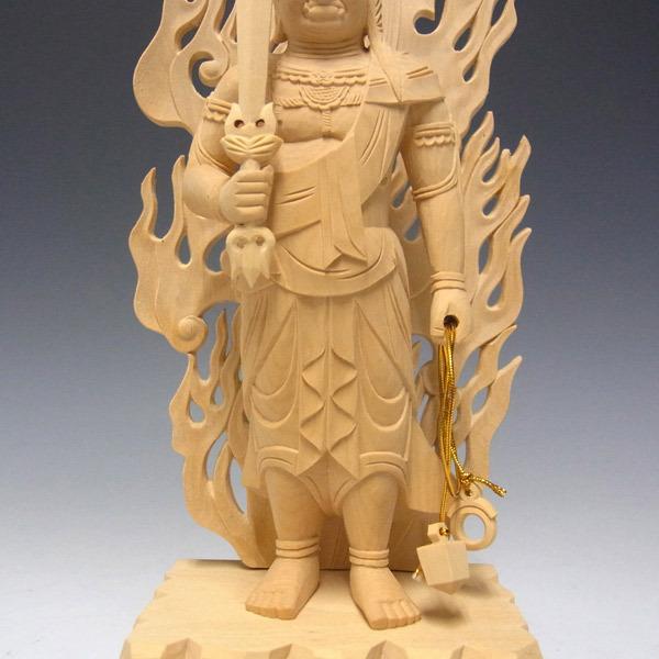不動明王 立像 高さ28cm 柘植製 木彫り 仏像 : 仏像と縁起物の
