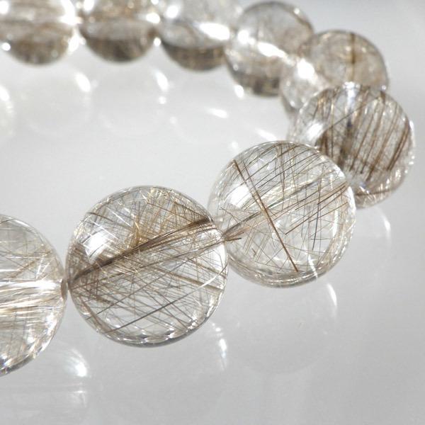 【透明度抜群】シルバールチルクォーツ　１４㎜　ブレスレット　美品　希少　天然石 透明感抜群❣️高品質大玉14-14.6mmシルバールチルクォーツ