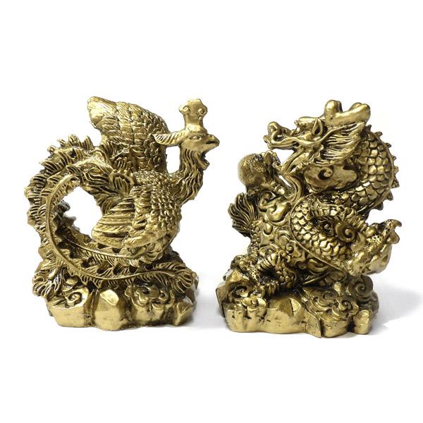 龍と鳳凰 置物 セット 8cm 風水 アイテム グッズ : 仏像と縁起物の専門