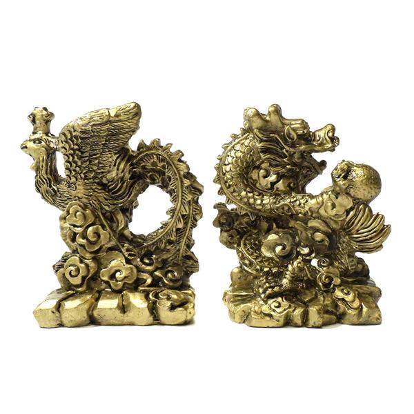 龍と鳳凰 置物 セット 8cm 風水 アイテム グッズ : 仏像と縁起物の専門