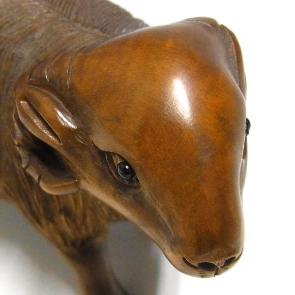 木彫りの羊 高さ7.5cm 置物 柘植 ひつじ ヒツジ : 仏像と縁起物の専門