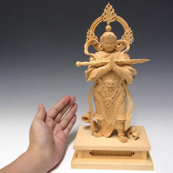 韋駄天 立像 高さ30cm 桧製 木彫り 仏像 : 仏像と縁起物の専門店 龍祥