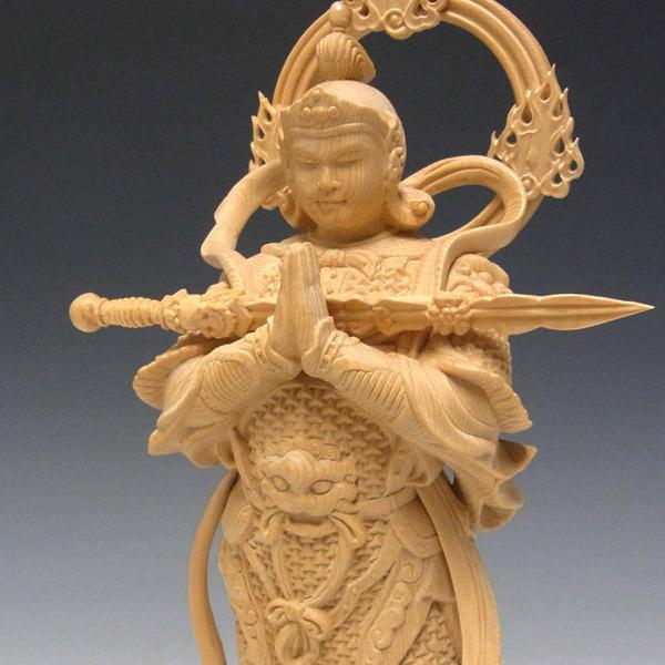 韋駄天 立像 高さ30cm 桧製 木彫り 仏像 : 仏像と縁起物の専門店 龍祥