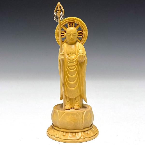 地蔵菩薩 立像 高さ12.5cm 柘植製 木彫り 仏像 : 仏像と縁起物の