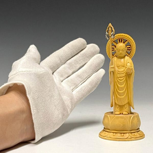 地蔵菩薩 立像 高さ12.5cm 柘植製 木彫り 仏像 : 仏像と縁起物の