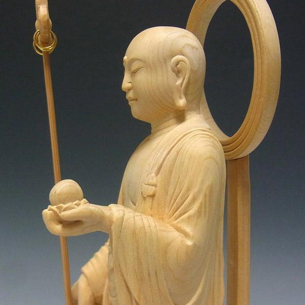 木彫　地蔵　仏像 木彫り仏像 【地蔵菩薩半跏像】 桧木 坐2.0寸 総高16cm : 海宇