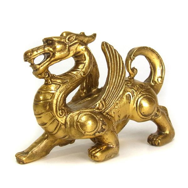 銅器 ヤアズ(龍の置物) （小） 風水 龍 開運 置物 黄銅製 : 仏像と