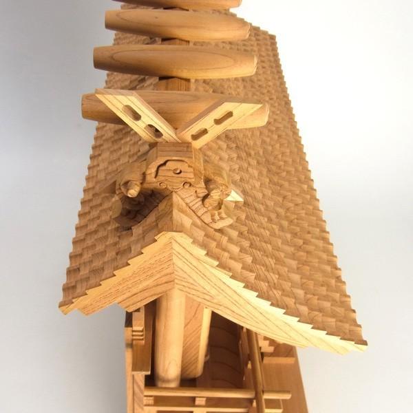 本格神棚セット 瓦屋根三社宮 日本産欅使用_6