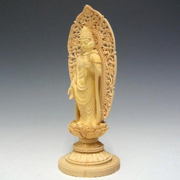 聖観音菩薩 立像 高さ22cm 柘植製 木彫り 仏像 : 仏像と縁起物の専門店