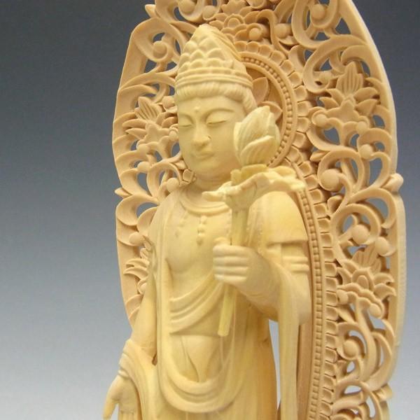 聖観音菩薩 立像 高さ22cm 柘植製 木彫り 仏像 : 仏像と縁起物の専門店