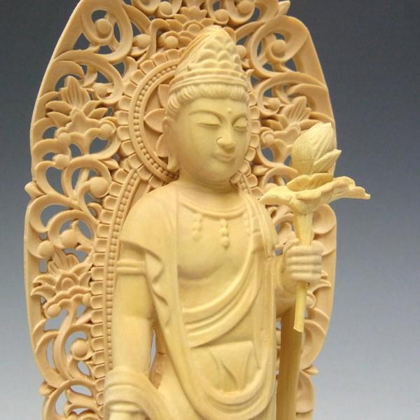 聖観音菩薩像　仏像　柘植 聖観音菩薩 立像 高さ22cm 柘植製 木彫り 仏像 : 仏像と縁起物の専門店