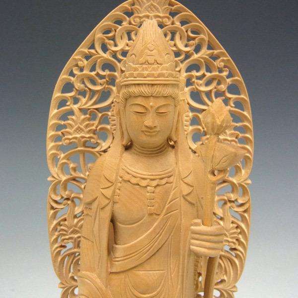 聖観音菩薩 立像 高さ21cm 柘植製 木彫り 仏像 :kannon17a-SH:仏像と 