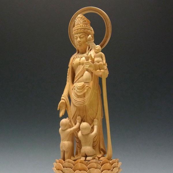 子安観音 立像 高さ30cm 柘植製 木彫り 仏像 :kannon21-UNS:仏像と 
