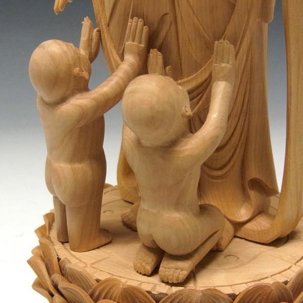 子安観音 立像 高さ30cm 柘植製 木彫り 仏像_14