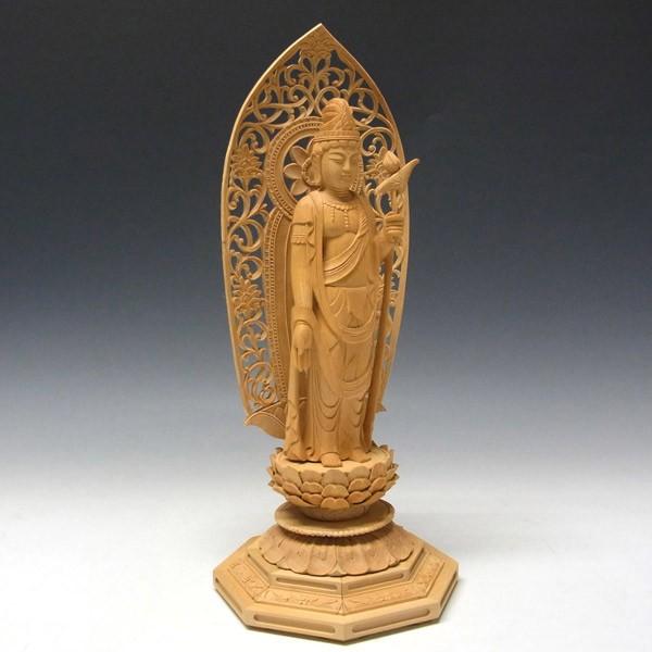 聖観音菩薩 立像 高さ36cm 柘植製 木彫り 仏像 : 仏像と縁起物の専門店