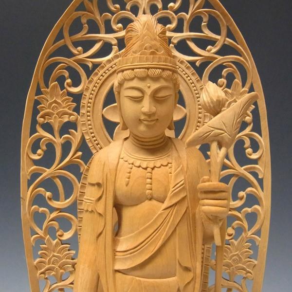 聖観音菩薩 立像 高さ36cm 柘植製 木彫り 仏像 : 仏像と縁起物の専門店