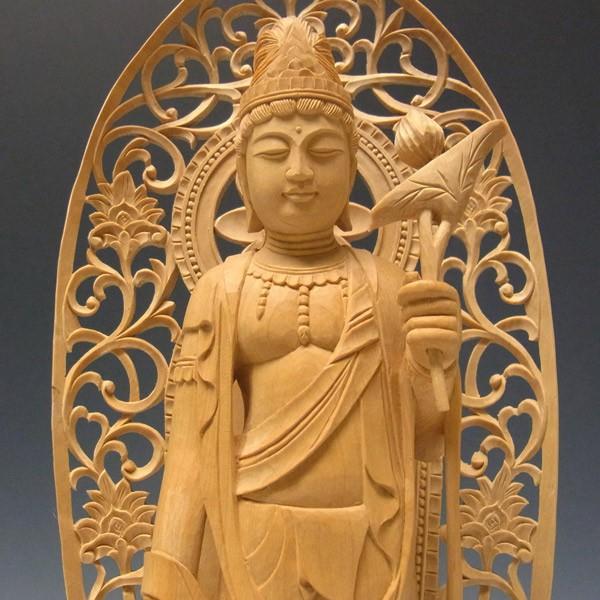 聖観音菩薩 立像 高さ36cm 柘植製 木彫り 仏像 : 仏像と縁起物の専門店