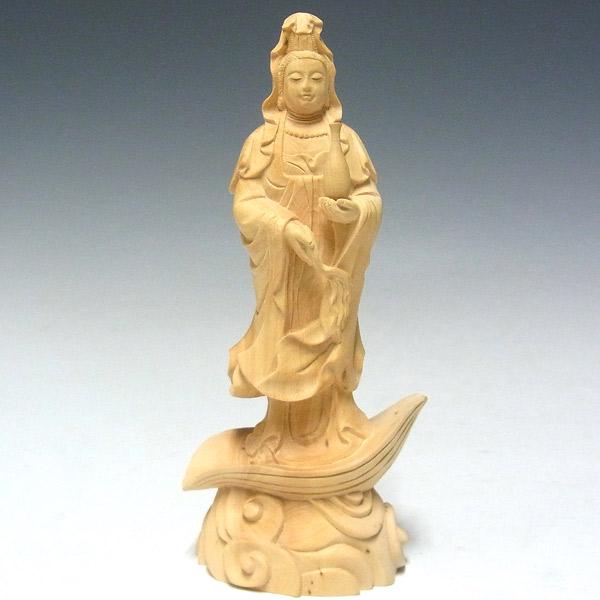 聖観音菩薩 立像 高さ17cm 柘植製 木彫り 仏像 : 仏像と縁起物の専門店