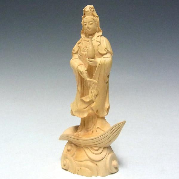 聖観音菩薩 立像 高さ17cm 柘植製 木彫り 仏像 : 仏像と縁起物の専門店