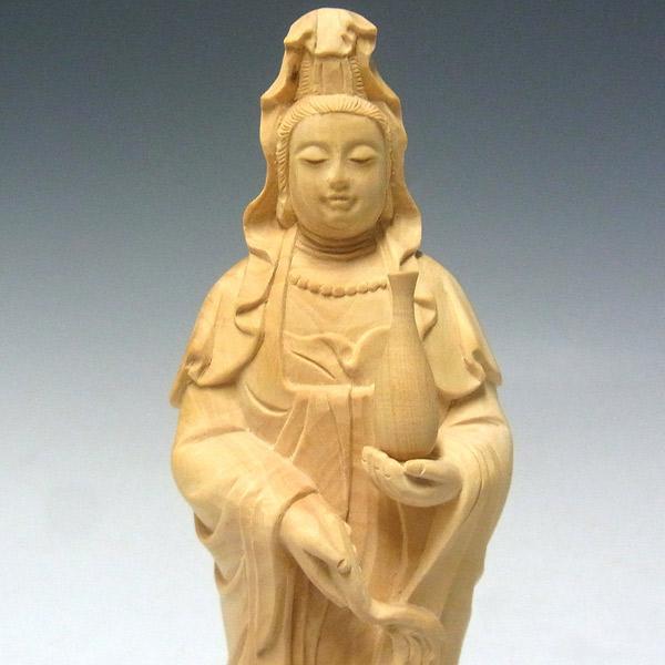 聖観音菩薩 立像 高さ17cm 柘植製 木彫り 仏像 : 仏像と縁起物の専門店