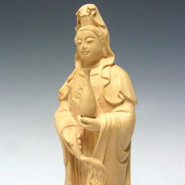 聖観音菩薩 立像 高さ17cm 柘植製 木彫り 仏像 : 仏像と縁起物の専門店