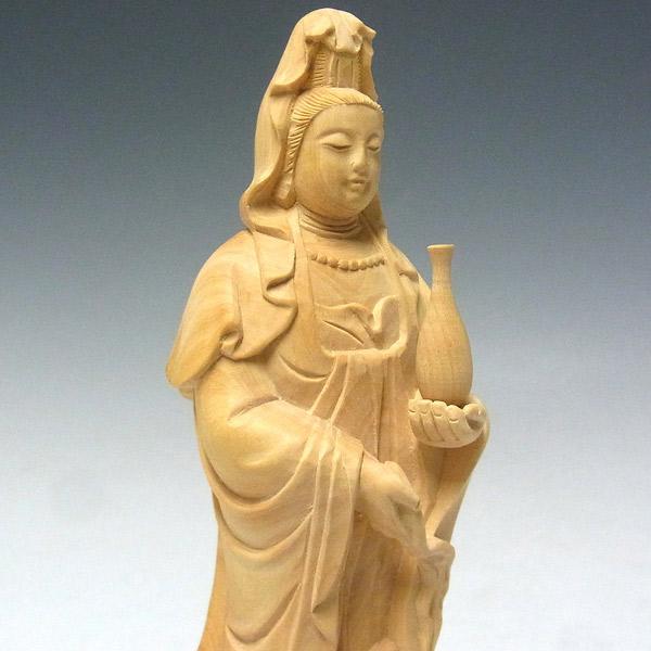 聖観音菩薩 立像 高さ17cm 柘植製 木彫り 仏像 : 仏像と縁起物の専門店