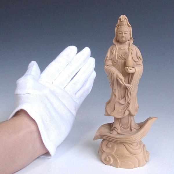 聖観音菩薩 立像 高さ17cm 水柘植製 木彫り 仏像 : 仏像と縁起物の専門