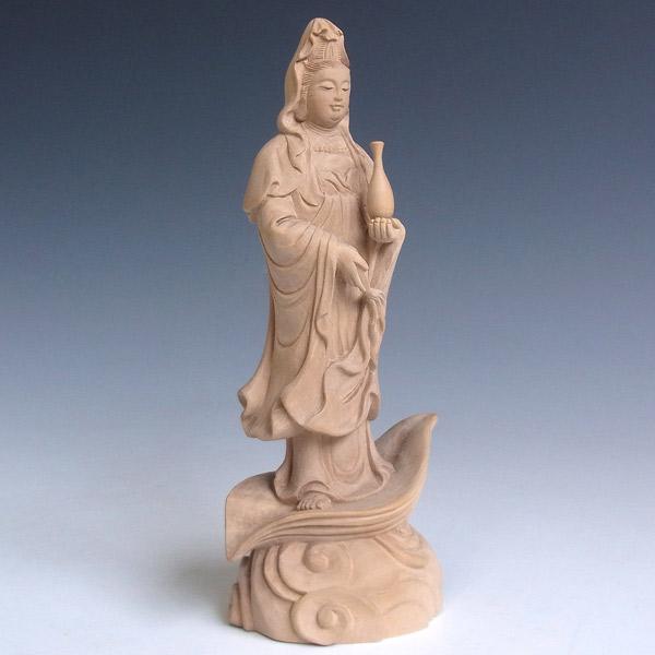 聖観音菩薩 立像 高さ17cm 水柘植製 木彫り 仏像 : 仏像と縁起物の専門