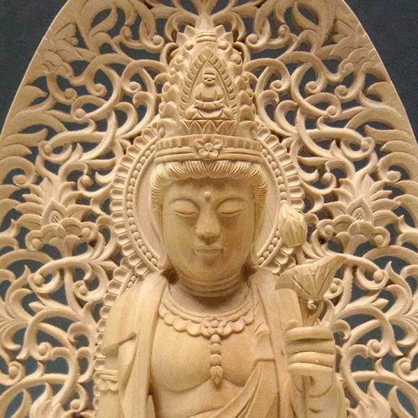 聖観音菩薩 立像 高さ33cm 柘植製 木彫り 仏像 : 仏像と縁起物の専門店